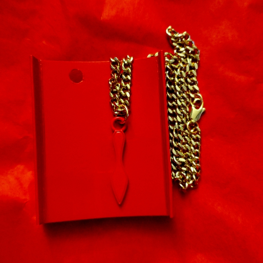 NIB Christian Louboutin Red Shoe Silhouette NECKLACE